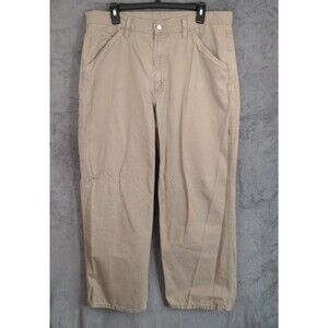 VTG Levi's L2 Khaki Wide Leg Khaki Carpenter Jeans Pants Baggy Skater 90s 36x32